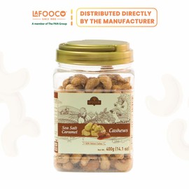 LAFOOCO Sea Salt Caramel Cashews, Vietnam Cashews, Lightly Salted, Sweet Tasty Snack, Rich in Nutrients, Protein, Great Gift for Family, Holiday, Resealable Jar, Halal, BRCGS (14.1 oz)