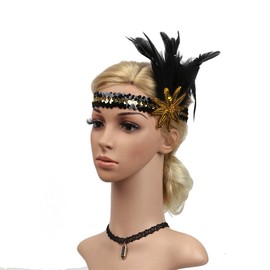 Aylmrice Women Fascinator Hair Clip Headband Feather Mesh Flower Cocktail Tea Party Headwear Wedding Royal Banquet, 5893-gold, One Size