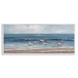 Stupell Industries Sandpipers Birds Cloudy Sky Beach Shore Painting,Design by Sally Swatland