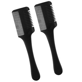 Bohue 2Pcs Hair Cutter Comb Black Double Edge Hair Comb Razor Comb Thinner Comb for Salon Home Hair Cutting Styling