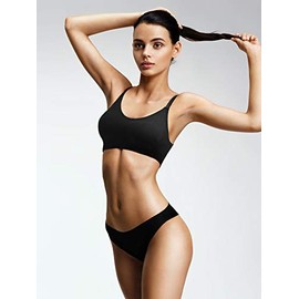 SATINIOR 4 Pack Women's Sports Bra, Padded Ribbed Cami Bra Seamless Bralette Wireless No Underwire Workout Tank Top (Large)