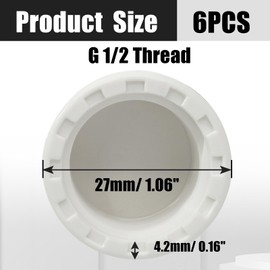 Kyuionty 6 Pcs 1/2" PVC End Cap Fittings White Female Thread Pipe Plug Adapter for Sprinkler Cap, Plumbing, Pipe Repair and DIY Projects