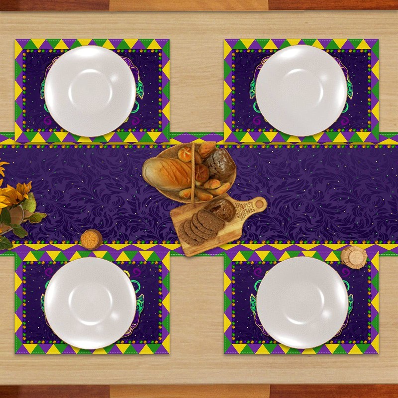 Linen Mardi Gras Placemats Set of 4 New Orleans Brazi