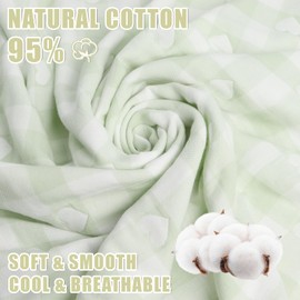 ICKEYOU Hooded Baby Towel 100% Muslin Cotton Soft and Absorbent Baby Bath Towel with Hood for Newborns Infants Toddlers and Kids Large 35x35 Inch Grid Heart Pattern (Green)