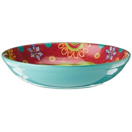 Tunisian Sunset 13.25" Ceramic Serving Bowl – 128 oz. Multicolor Pasta Bowl with Boho Floral Pattern, Large Decorative Dish for Entertaining, Salad, Fruit, or Rustic Kitchen Décor