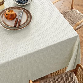 MIULEE Ivory Linen Cottton Table Cloth Rectangle Tablecloth Waterproof Spillproof Cross-Star Textured Table Cltoth Decorative Farmhouse Style for Dining Party Weddings 60x84 Inch