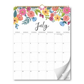 S&O Vertical Floral Wall Calendar from July 2025-Dec 2026 - Tear-Off Monthly Calendar - 18 Month Academic Wall Planner - Hanging Organizer to Track Anniversaries & Appointments - 13.5"x10.5”in