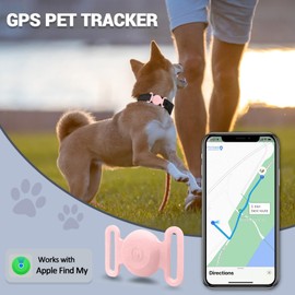 GPS Tracker for Dogs, Mini GPS Pet Tracker with Silicone Cover, IPX8 Waterproof GPS Tracker for Kids,No Monthly Fee,Work with Apple Find My(iOS Only),Dog Tracker Finder Tracker Pets-Pink-5