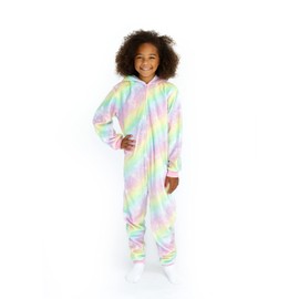 Sleep On It Girls Fleece Hooded Onesie Pajamas Zip-Up Sleepwear for Kids with Fun Character Hoods Cozy Pajamas Sizes 7-16