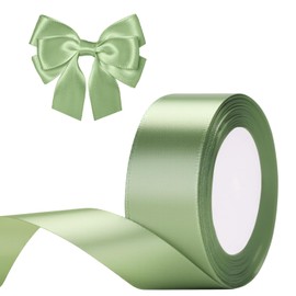 G2PLUS Sage Green Satin Ribbon 40 mm, Wide Decoration Gift Ribbon, 22 m Ribbon for Crafts, Gold Decorative Ribbon for Gift Wrapping, Decoration