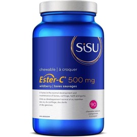 SISU Sisu Ester-C 500mg Chewable Tablets, Berry, Naturally Sweetened Vitamin C with 24-hour Immune Support, Less Acidic, Better Absored & Rentained Than Other Forms of Vitamin C, Gluten Free & Vegan