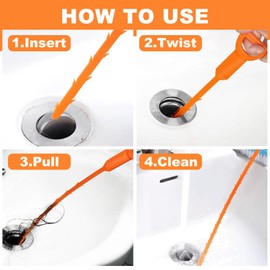 Drain Clog Remover, Effective Drain Snake Hair Drain Clog Remover, Ideal Drain Cleaner For Sinks, Showers, And Tubs - Flexible And Durable 6Pack 20inch Length For Easy Use.