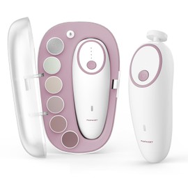 Momcozy - Lima de Uñas Para Bebé, Eléctrica, Recargable, Cortaúñas para Bebé, Con Luz Nocturna, 7 Almohadillas para Orejas de Repuesto para Cabeza de Molienda, Color Rosa