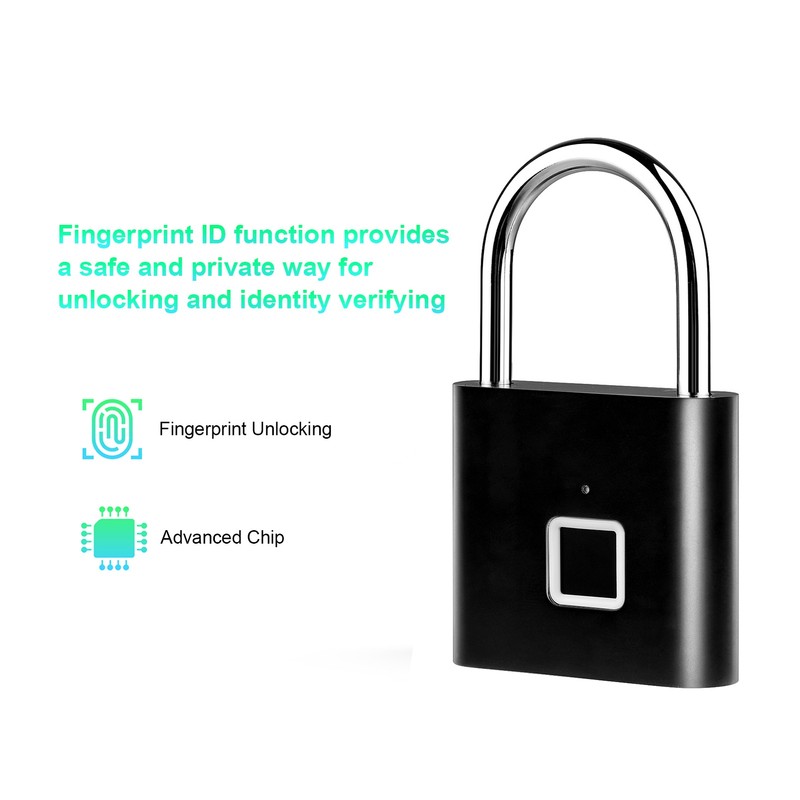 Smart Fingerprint Padlock Rechargeable Keyless 10 Fingerprints Morse Code Emergency