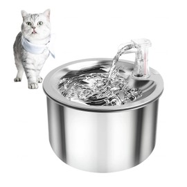 REUset Cat Drinking Fountains - Stainless Steel Cat Fountain Water Bowl, 304 Stainless Steel Pet Water Dispenser Smart Constant Temperature for Cats, Dogs, Other Pets
