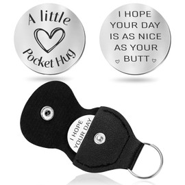 Teniinet Pocket Hug Token Keychain for Women, Funny Cute Presents for Wife Girlfriends, Long-distance Sentimental Gifts for Her Christmas Birthday