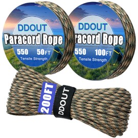 DDOUT Paracord Nylon Rope Camo 50ft with 7-Strand Core, 10 Colors and 50/100/200 ft, Type III Parachute Cord 4mm for Camping, Survival, Hiking, DIY, Crafting, Outdoor Utility Rope