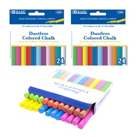 BAZIC Assorted Color Chalk, Standard Size Blackboard Chalkboard Chalks, Great Game Activity for Kids, Art Teacher Office School Home (24/Pack), 3-Packs