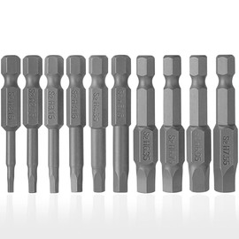 Wolfride 10pcs Magnetic Pentagon Head Screwdriver Bits Set | 50mm Length | 1/4 Inch Hex Shank | 5 Point Torx Security Tamper Proof Drive Bits H2.15-H7.35