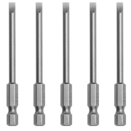 5 Pcs 4mm Long Screwdriver Bits Magnetic Slotted Flat Head Screwdriver Bits 1/4 Inch Hex Shank S2 Steel Screw Driver Drive Drill Bits Power Tool for Electric Screwdrivers, 75mm Long