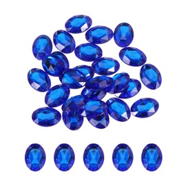 QUARKZMAN Pack of 25 Acrylic Oval Gemstones 18 x 25 mm Flat Back Artificial Rhinestones for DIY Crafts Beads Wedding Party Face Painting Jewellery Making Blue
