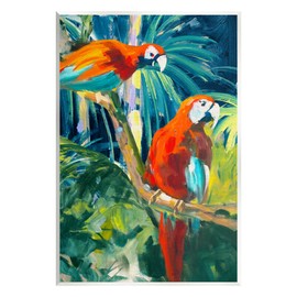 Stupell Industries Tropical Parrots in Jungle Wall Plaque Art Design by Jane Slivka