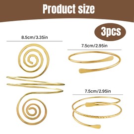 3 Pcs Arm Cuff,Gold Arm Cuff Upper Arm,Gold Arms Cuffs Upper Arms for Girls Women,Adjustable Open Wide Wire Bracelets Bangles,Minimalist Design for Date,Party,Travel and Gift