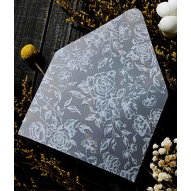 100 Pack Envelope Liners for 5x7 Insert Wedding Invitaion Wedding Invite Accessories Vellum Paper (White Floral, A7 Euro Flap)