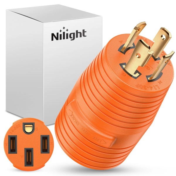 Nilight 30Amp to 50Amp RV Power Adapter 4Prong Generator Twist