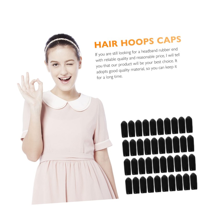 WOONEKY Headwear Supply 100pcs Rubber End Caps for Hair Band