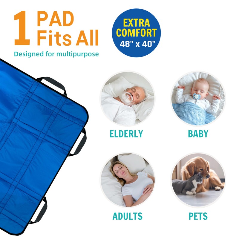 NurtureCare Upgraded 3-Layer Comfort Positioning Bed Pad with Handles 48"