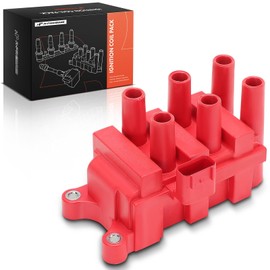 A-Premium (Red) Engine Ignition Coil Pack Compatible with Ford F-150, Mustang, Taurus, E-150 Econoline, E-250 Econoline, Ranger, Freestar, Windstar & Mazda B3000, MPV & Mercury Cougar, Monterey, Sable