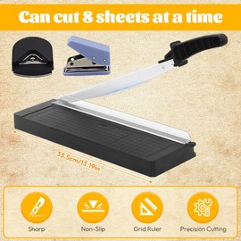 Papierschneider, A4/B5/A5/B6/B7 Präzise Papierschneidemaschine mit Sicherheitsschutz, Manuell Schneidemaschine Papier, Paper Cutter, Papier Schneidegerät für Karton, Papier und Fotos
