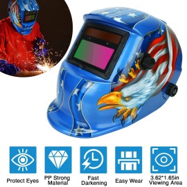 Unbranded Welding Helmet Solar Powered Auto Darkening Hood w/ Adjustable Headband Blue