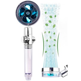 Avilia Shower Head with Water Saving and Integrated Propeller, Universal for Bathtub and Shower, 3 Filters Included, Made of ABS Chrome Plated 8 x 25 x 4 cm