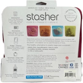 Stasher Reusable Storage Bag 28oz Sandwich Raspberry