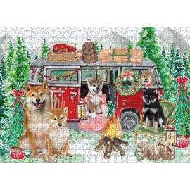 Doggie of The Day Shiba Inu Dogs - Christmas Camper - Jigsaw Puzzle for Adults - Interlocking Puzzle Game Artwork - Gift for Dog Lovers, 200 pcs. DOTD200PZLE092