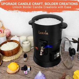 Leerie 6Qts/12Lbs Digital Wax Melter for Candle Making - D6 Candle Wax Melting Pot with Accurate Temperature Control & Heating Core Brass Spout for DIY Home Business Candle Maker