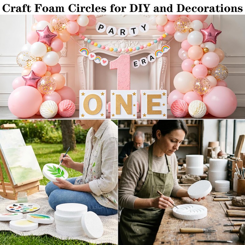 LOKIPA 10 Pack Foam Circles for Crafts, 6 Inch Craft
