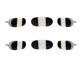 Perilla Home Set of 6 Marble Knobs for Cabinet & Drawers Decorative Oval Knobs for Home Kitchen Cabinet Hardware Cupboard Glass Door Dresser Wardrobe and Drawer Pulls (Black & White)