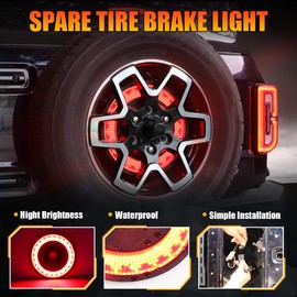 MSIZOY LED Spare Tire Brake Lights Compatible With For Ford Bronco 2021 2022 2023 2024 2 Door 4 Door Accessories Waterproof Plug And Play Spare Wheel High Mount 3rd Third Stop Brake Light
