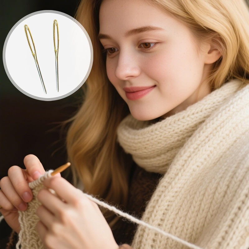 2 Pieces Large Eye Blunt Needles Wool Thick Hand Knitter