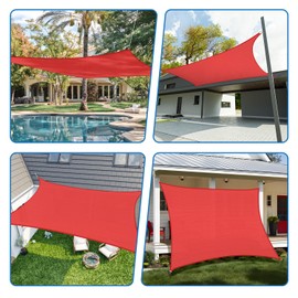 TANG Sun Shade Sail 12'x12' Red Square Sunshade Cloth UV Block Permeable Sail for Outdoor Patio Garden Pergola Gazebo Deck