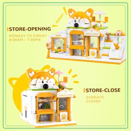 Tenhorses Shiba Inu Dog Coffee Shop Building Set, Stokcing Stuffers for Animal House and Architecture Enthusiasts, Toy Gift for Boy and Grils(309PCS)