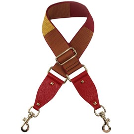 Duwi Wide Purse Strap Multicolor Striped Guitar Style Strap Adjustable Canvas Crossbody Bag Strap(red,blue,yellow)