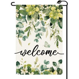 Spring Eucalyptus Flowers Garden Flag 12x18 Inch Vertical Seasonal Summer Welcome Double Sided Small Flags Farmhouse Outside Decoration For Yard (ONLY FLAG) CJ49