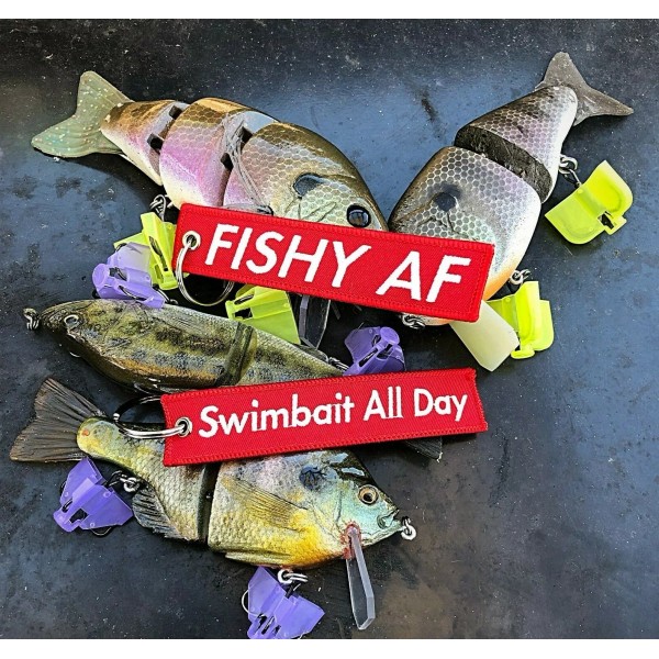 Unbranded Fishy AF /Swimbait all day Red keychain. Perfect for