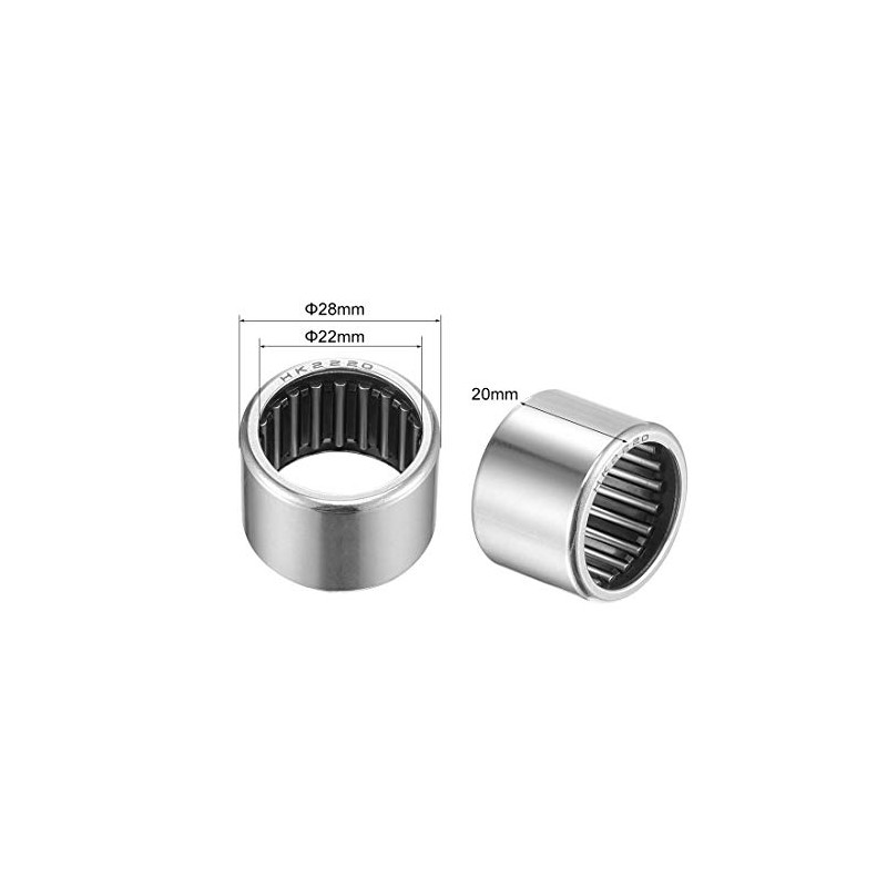 sourcing map HK2220 Needle Roller Bearings 22mm Bore 28mm OD