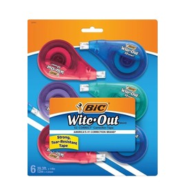 BIC Wite-Out Brand EZ Correct Correction Tape, White, 6 Count, Colors may vary