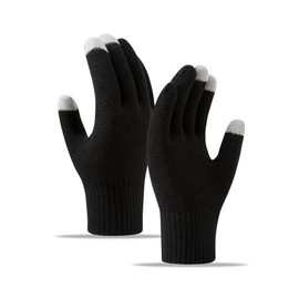 BSLVWG Winter Touch Screen Gloves Thermal Gloves Knitted Gloves with Non-Slip Palm Pad Mittens for Outdoor Driving Cycling (Black)